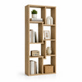 Regał ekspozycyjny prostokątny 80 x 30 x 180 cm z laminowanej płyty MDF w kolorze dąb naturalny z otwartymi asymetrycznymi półkami