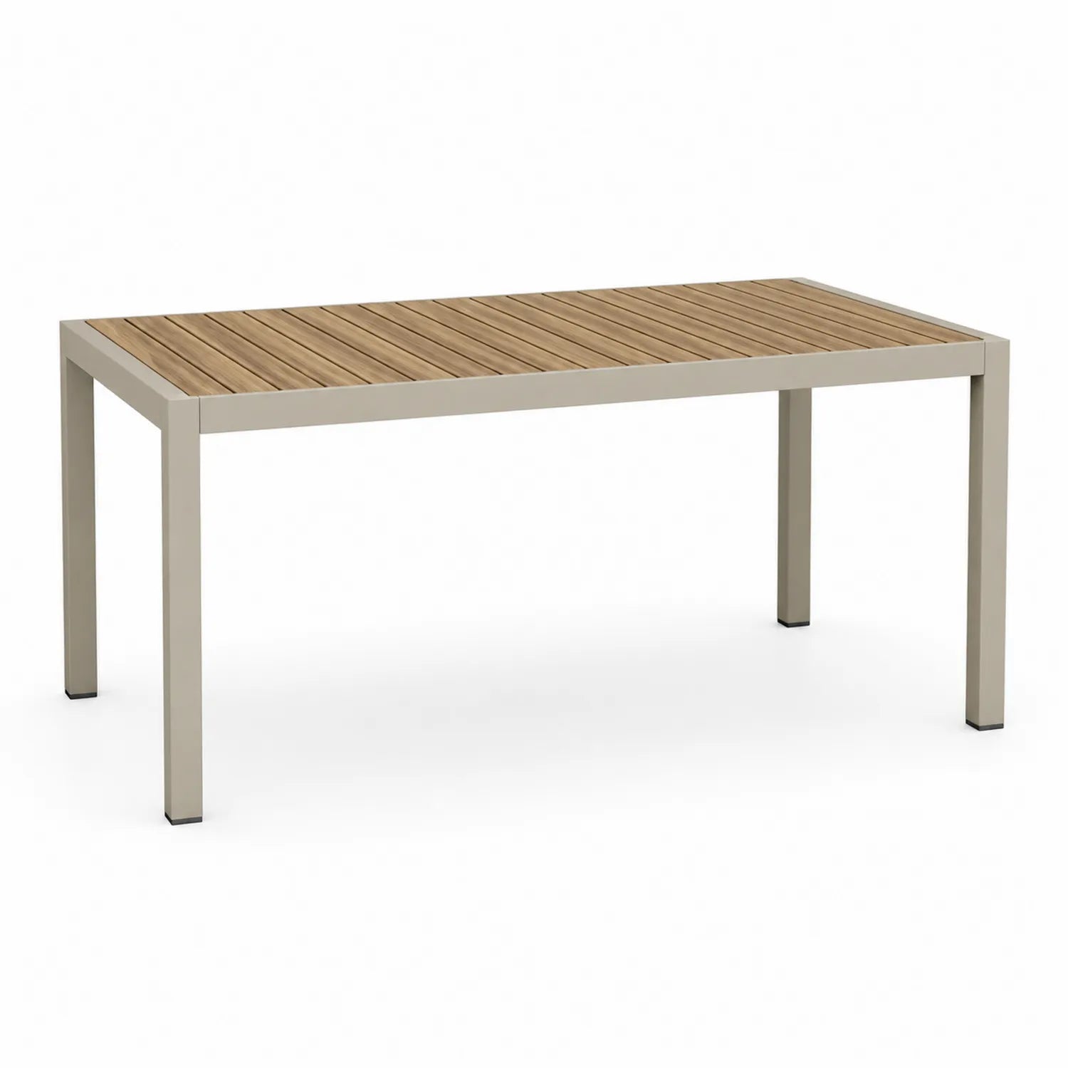 Stół ogrodowy prostokątny 160 x 80 x 75 cm ze stalową ramą beżowy z blatem z drewna akacjowego