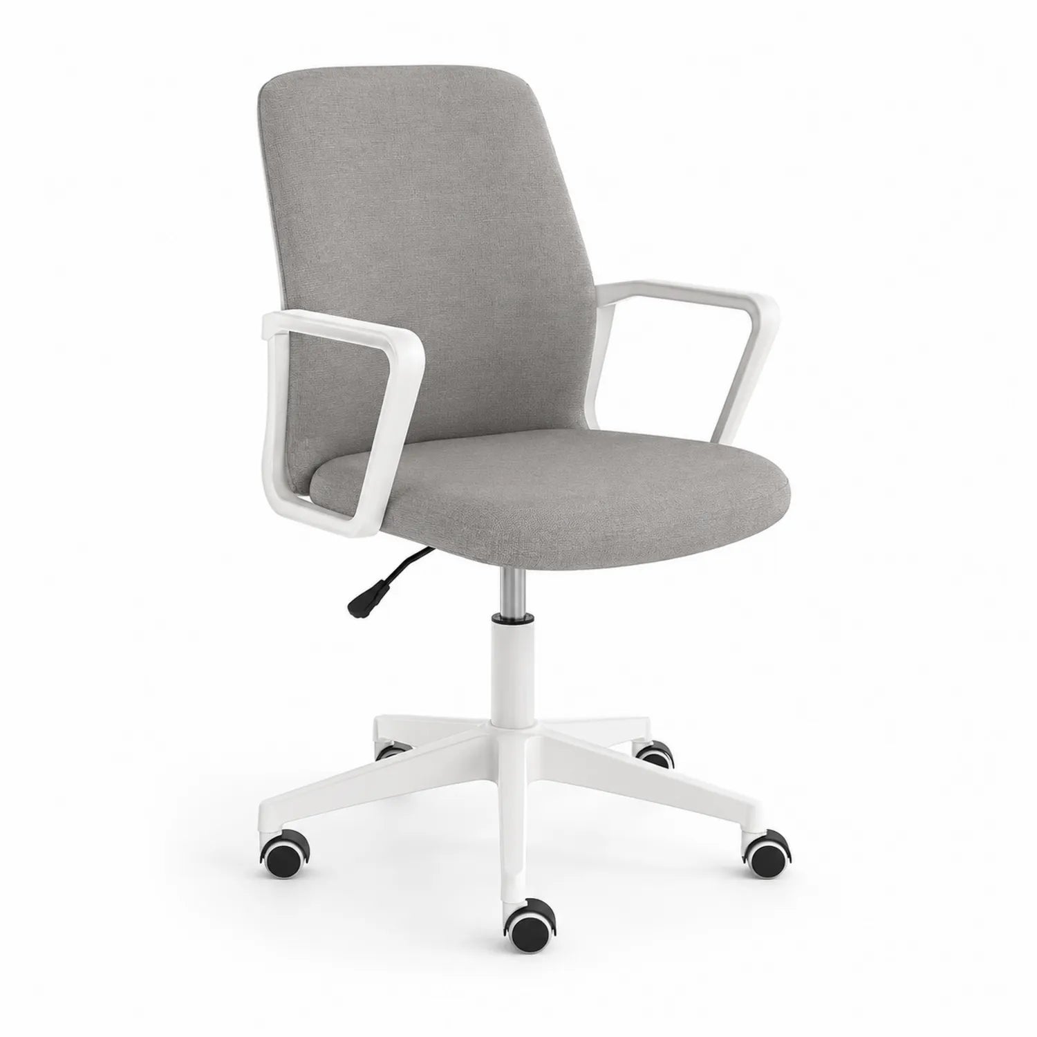 Krzesło biurowe obrotowe ergonomiczne regulowane szare z białą podstawą i kółkami