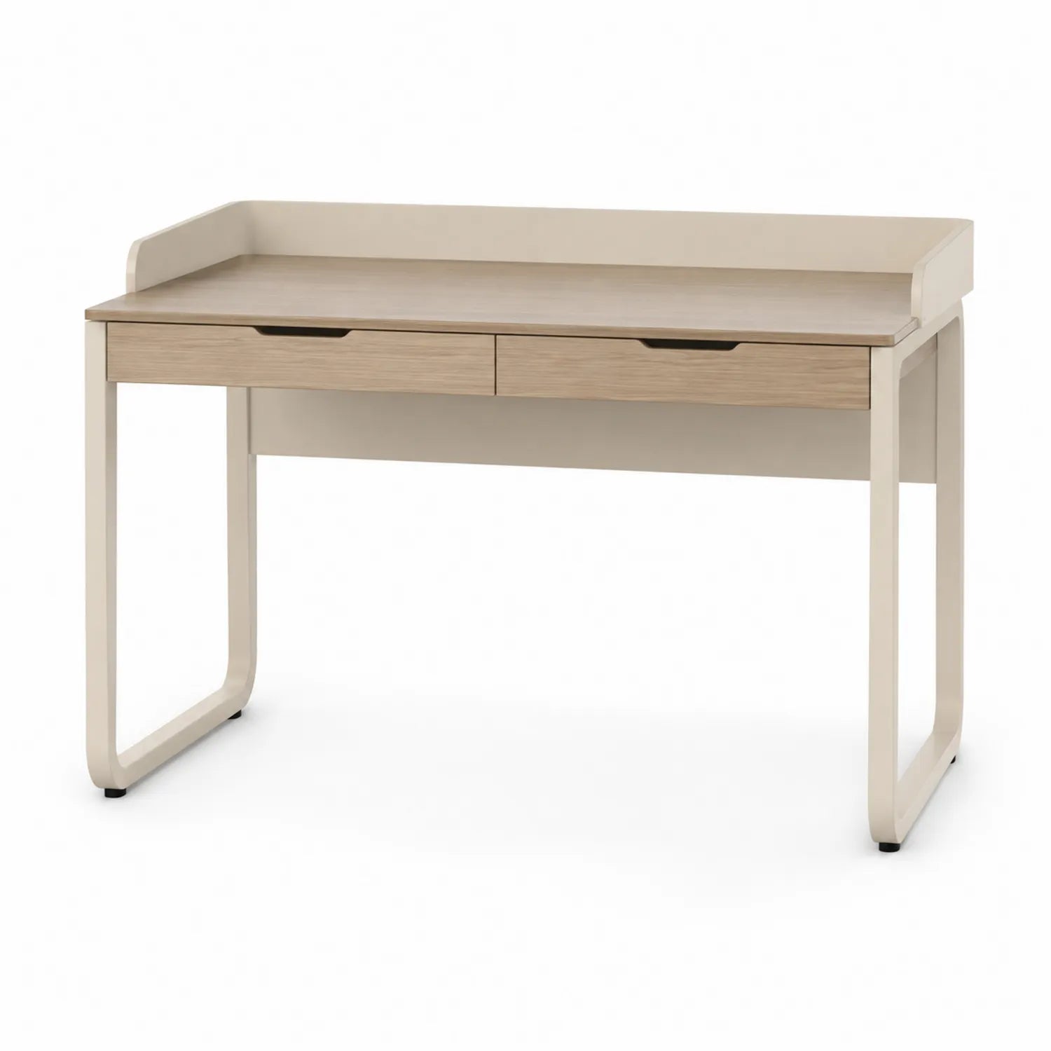 Biurko proste 120 cm x 60 cm x 75 cm MDF laminowane jasne drewno beżowe z dwiema szufladami i metalową konstrukcją