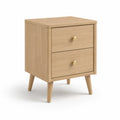 Szafka nocna 45 x 40 x 55 cm beżowa MDF drewno naturalne dwie szuflady nogi drewniane