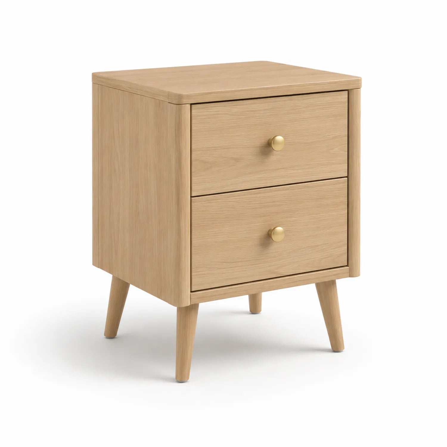 Szafka nocna 45 x 40 x 55 cm beżowa MDF drewno naturalne dwie szuflady nogi drewniane