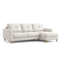 Sofa narożna w kształcie L 240 x 150 x 85 cm beżowa tkanina poliester z szezlongiem prawostronnym drewniane nogi