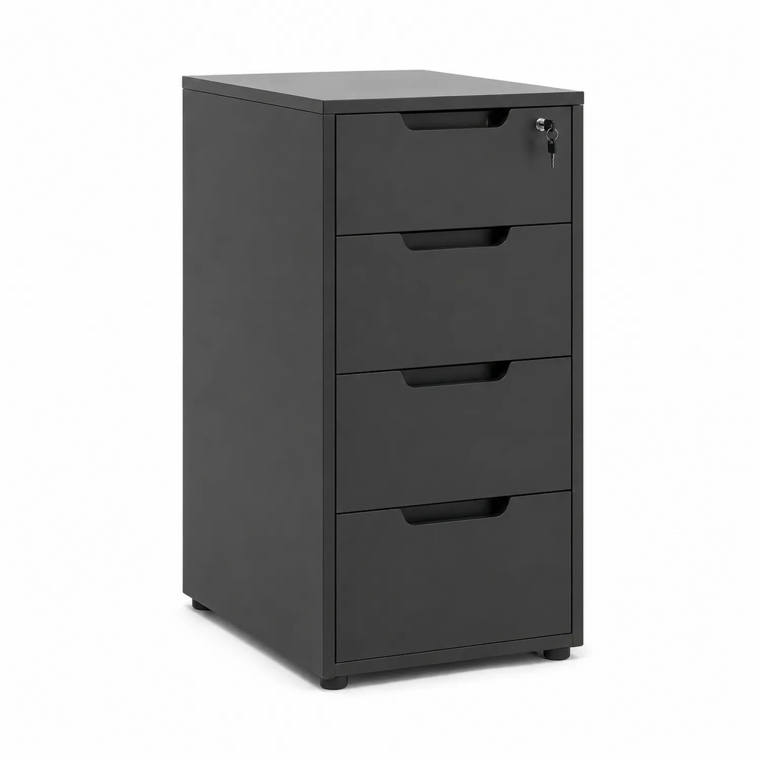 Kontenerek biurowy metalowy 4 szuflady 40 cm x 50 cm x 65 cm stalowy ciemnoszary zamykany na klucz