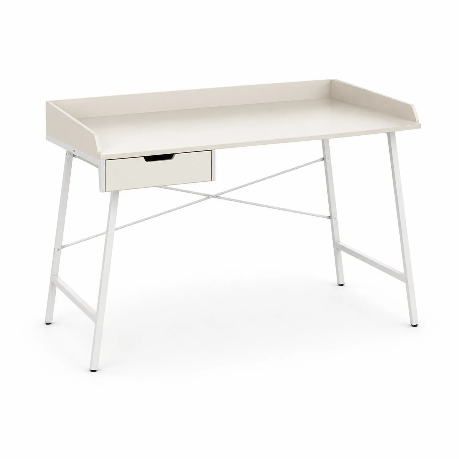 Biurko proste 120 cm MDF białe z szufladą metalowa konstrukcja stalowa 120x60x75 cm