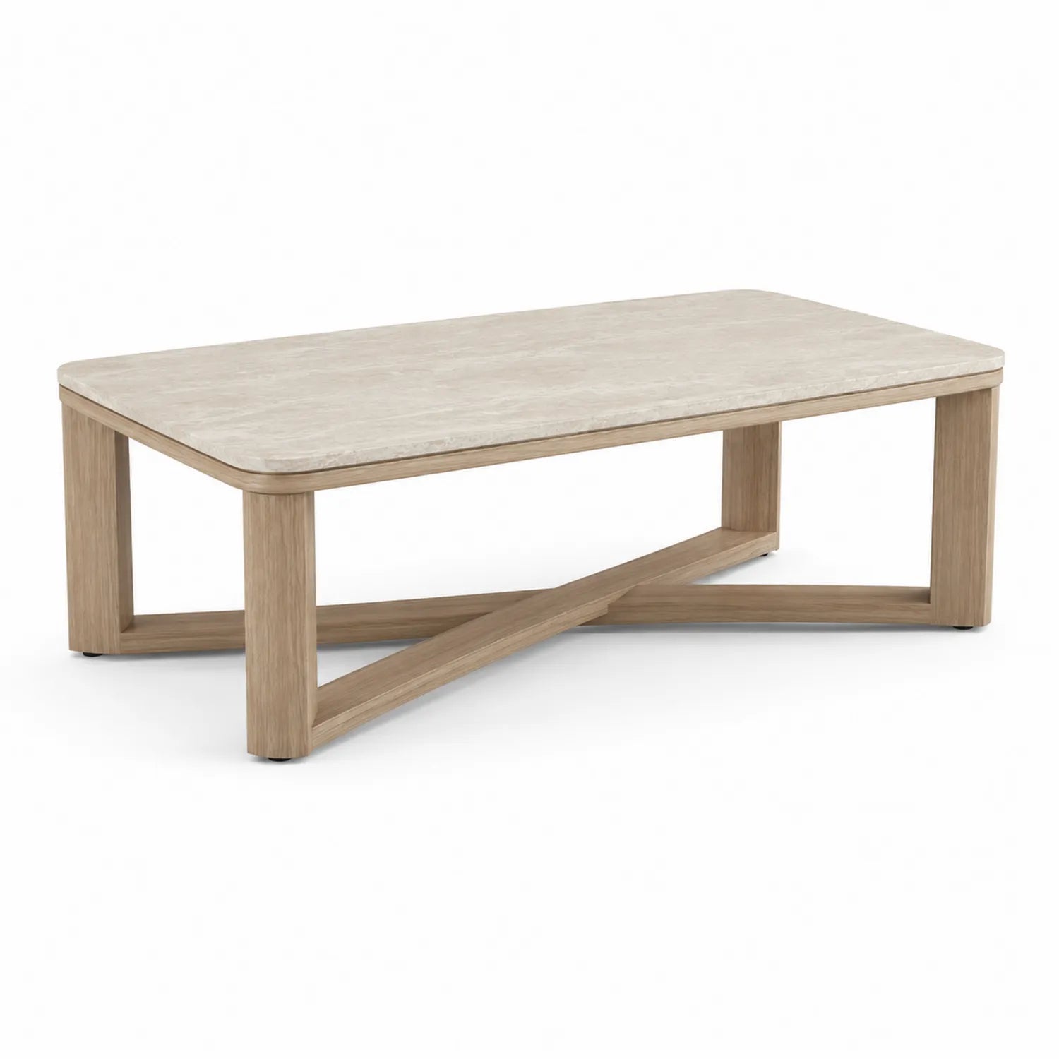 Prostokątny stolik kawowy MDF imitacja kamienia dąb naturalny beżowy 110 cm 60 cm 45 cm
